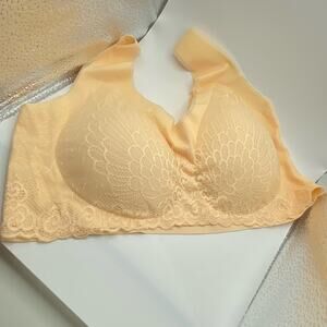 Orange Underwire Free Lightly Lined Bra Size XXL